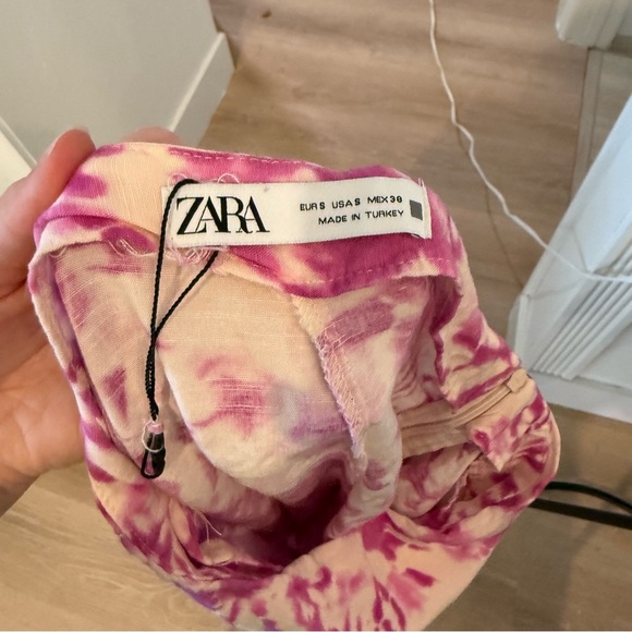 Zara Linen Blend Pink Tie Dye Wrap Skort Sz Small Beachy Boho Festival Hippie - Picture 8 of 9